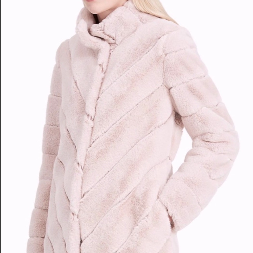 Calvin Klein, Blush, Faux Fur Coat, Size M